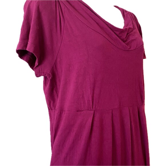 Caite Raspberry Floral Embroidery Rayon Spandex Cowl Neck Dress - Picture 5 of 12